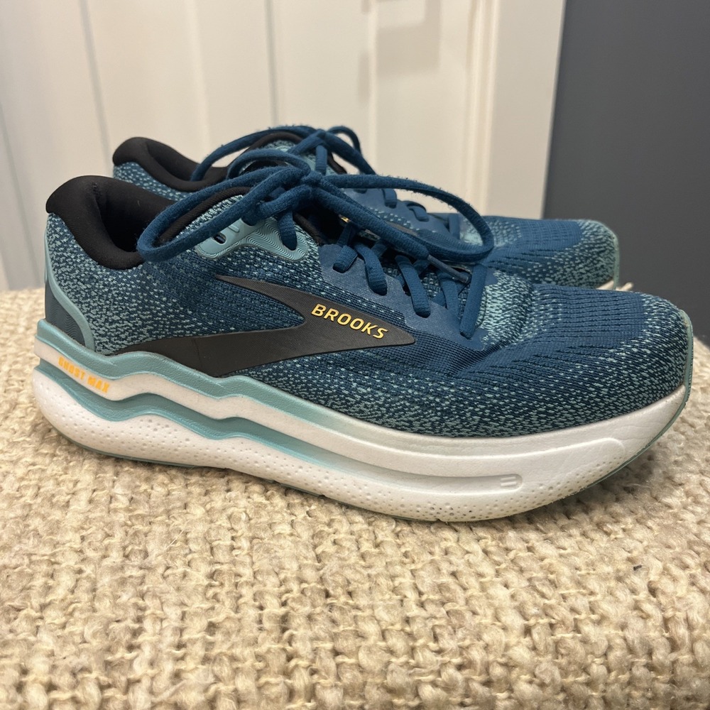 Brooks Ghost Max 2 Medium Width Moroccan Blue Aqua Orange Men Running Size 9